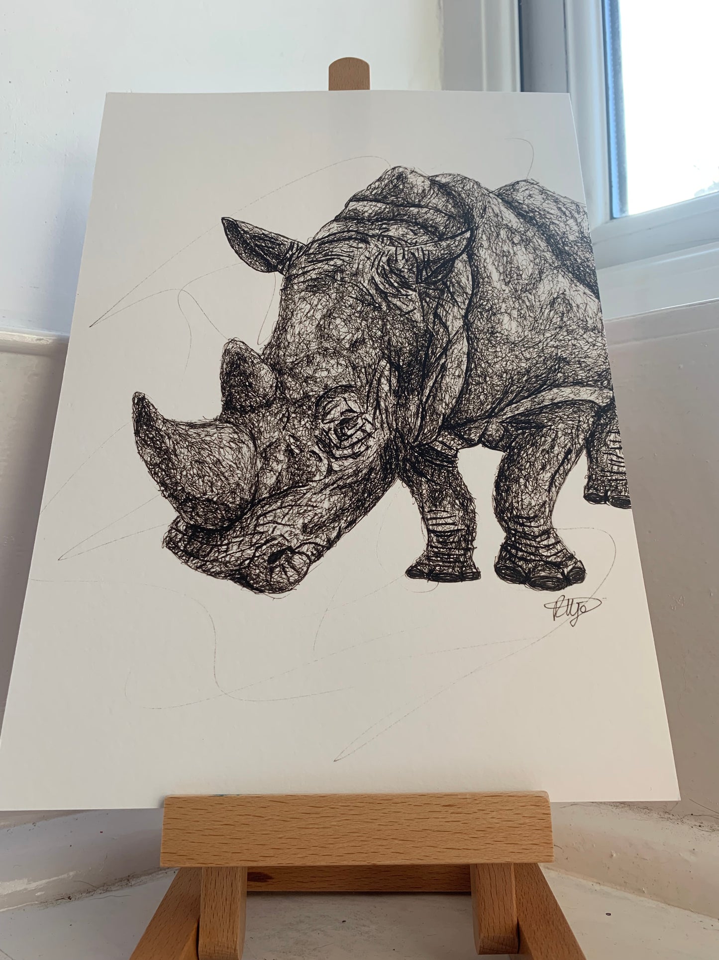 Rhino Scribble Giclée Print