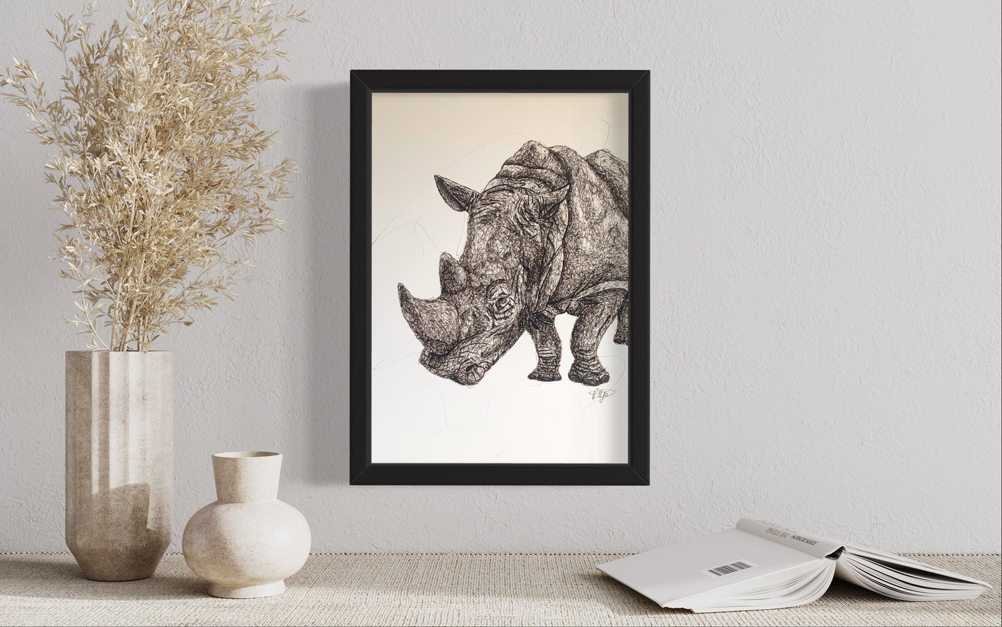 Rhino Scribble Giclée Print